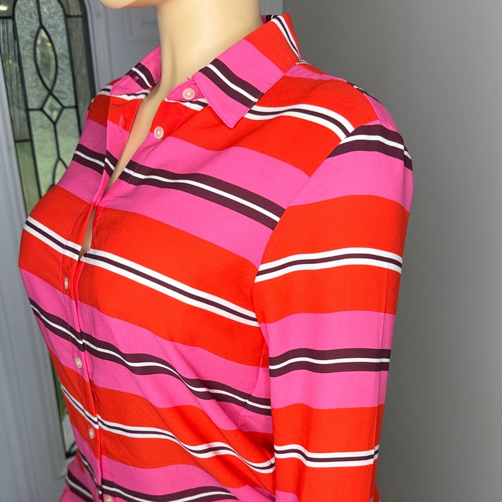 Banana Republic Red and Pink Striped Button Down Shirt - Picture 3 of 15